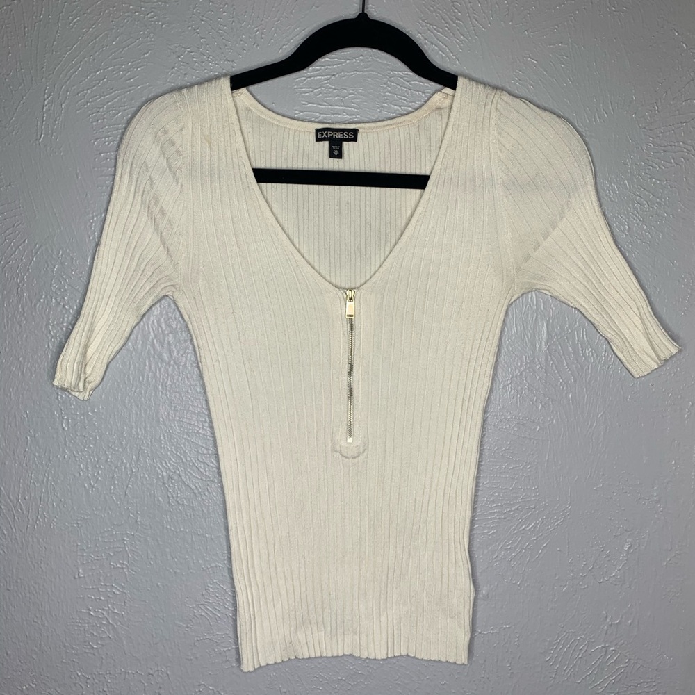 Express White Half Sleeve Top
